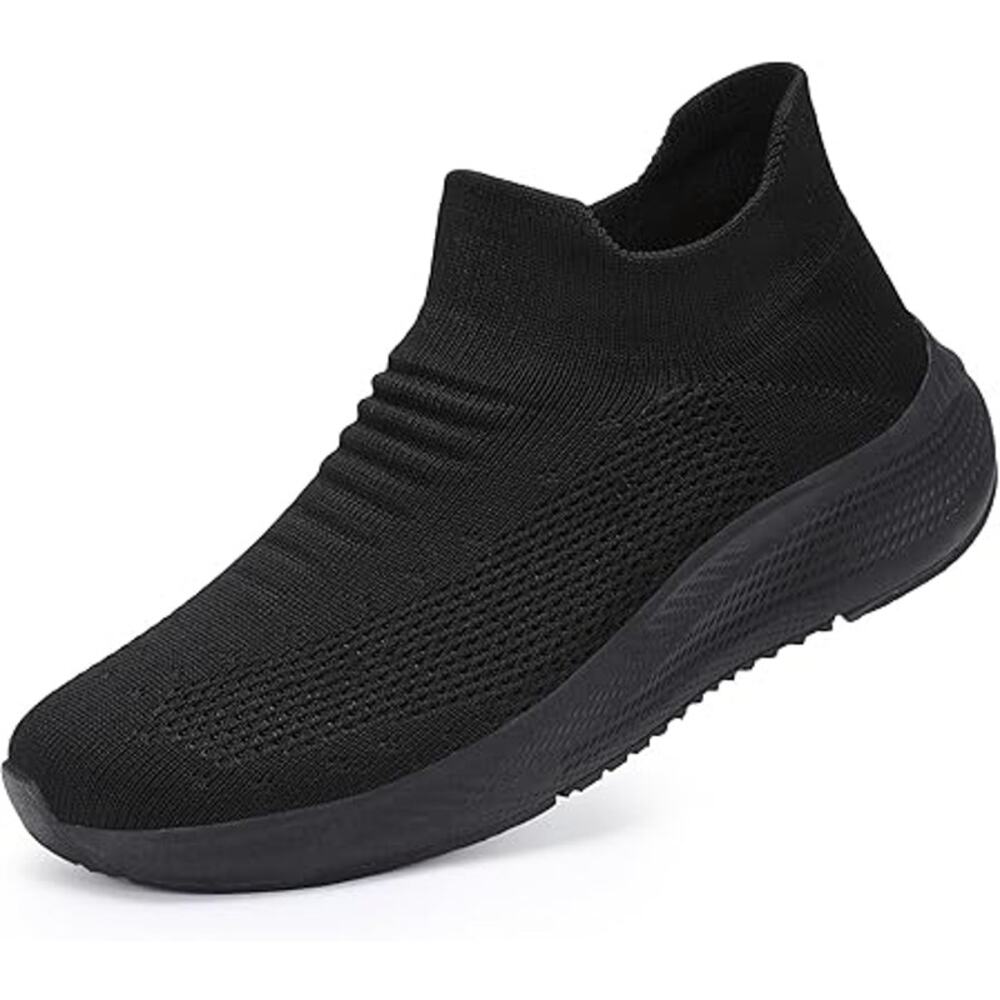 Shulook Womens Size 8.5 Black Mesh Slip On Walking Comfort Lightweight Shoes